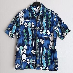 Vintage Don Loper Hawaiian shirt Size L Blue